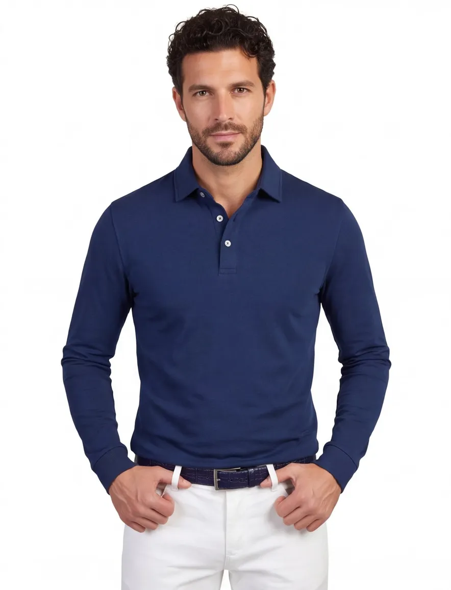 Poloshirt Portofino donkerblauw extra lang