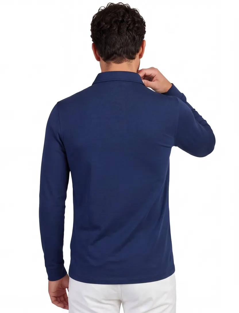 Poloshirt Portofino donkerblauw extra lang katoen