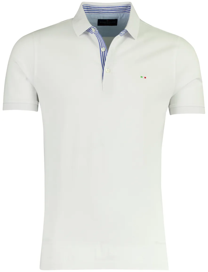 Portofino poloshirt korte mouw wit pique 3 knoops