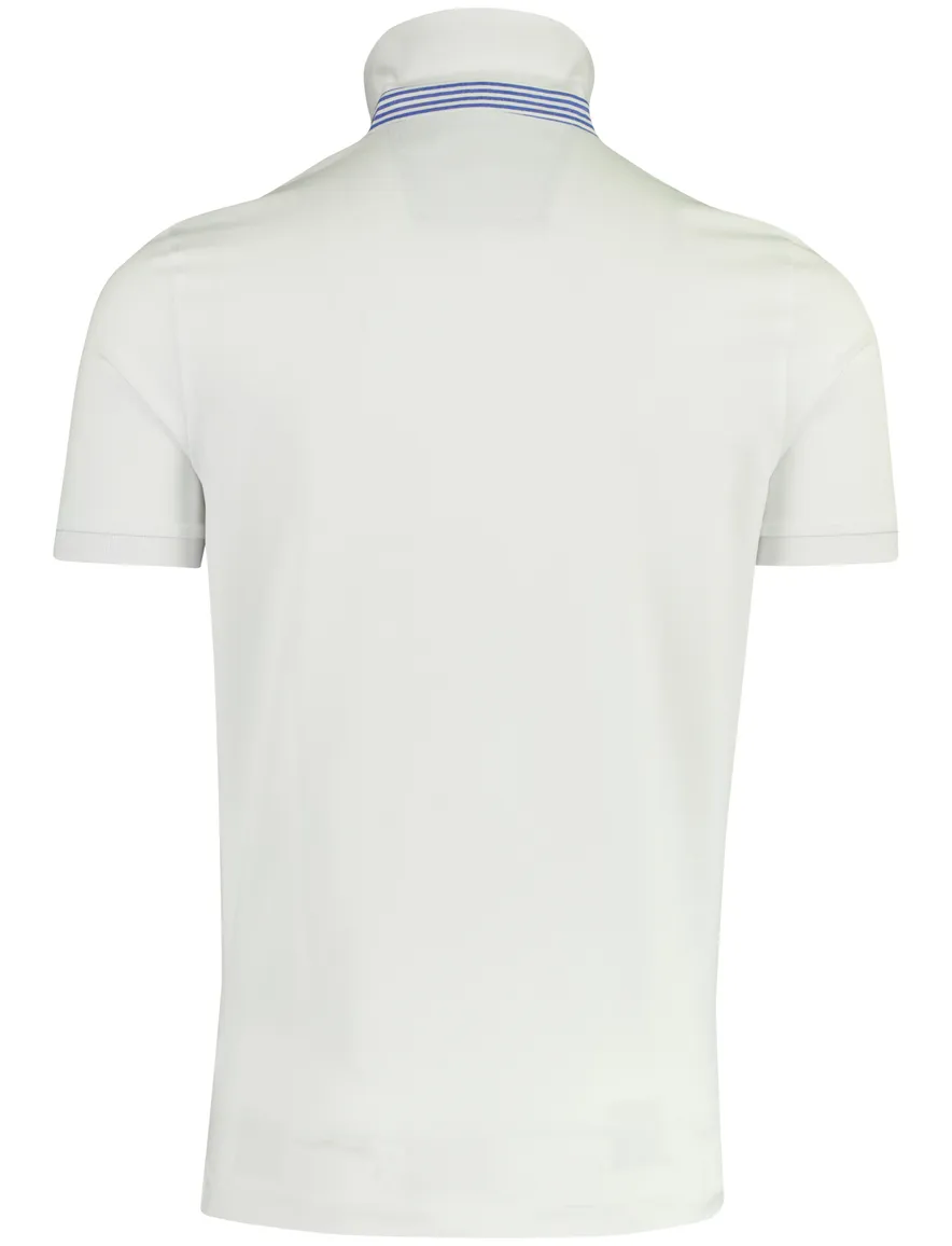 Portofino poloshirt korte mouw wit pique 3 knoops