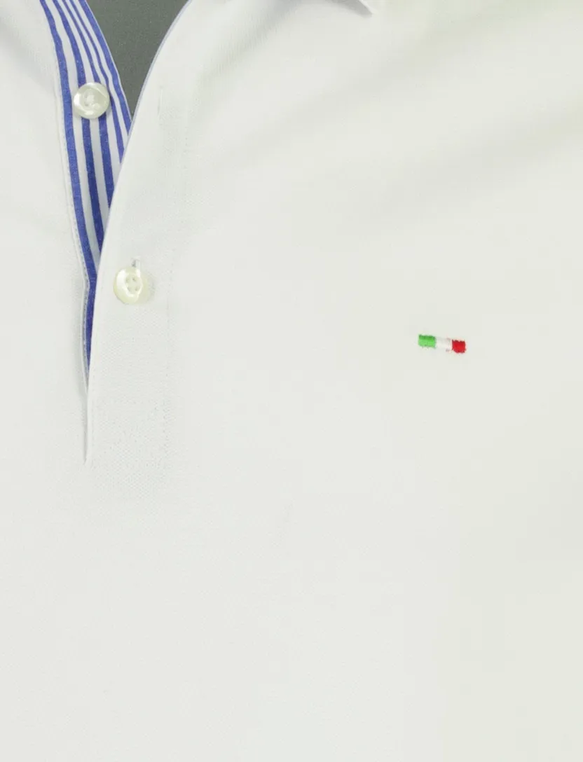 Poloshirt korte mouw Portofino wit pique 3 knoops