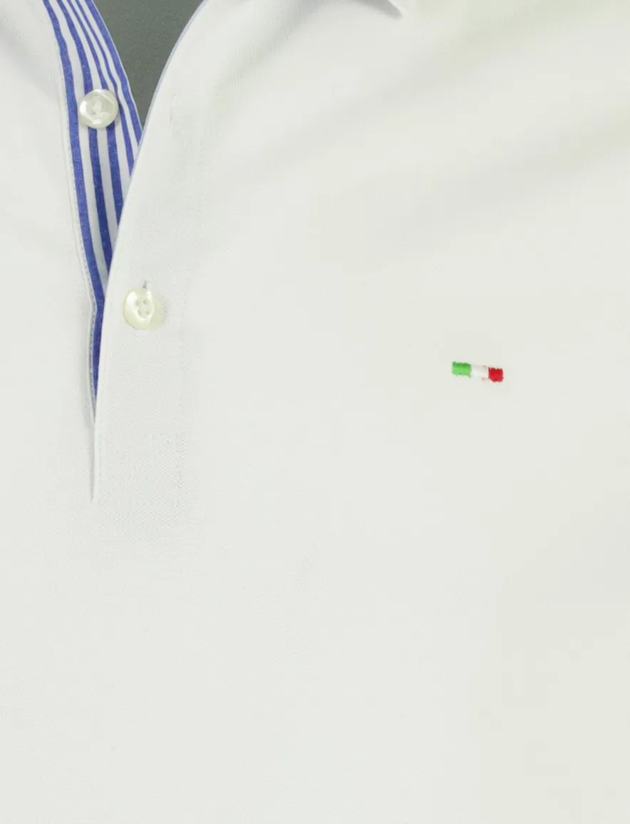 Portofino poloshirt korte mouw wit pique 3 knoops