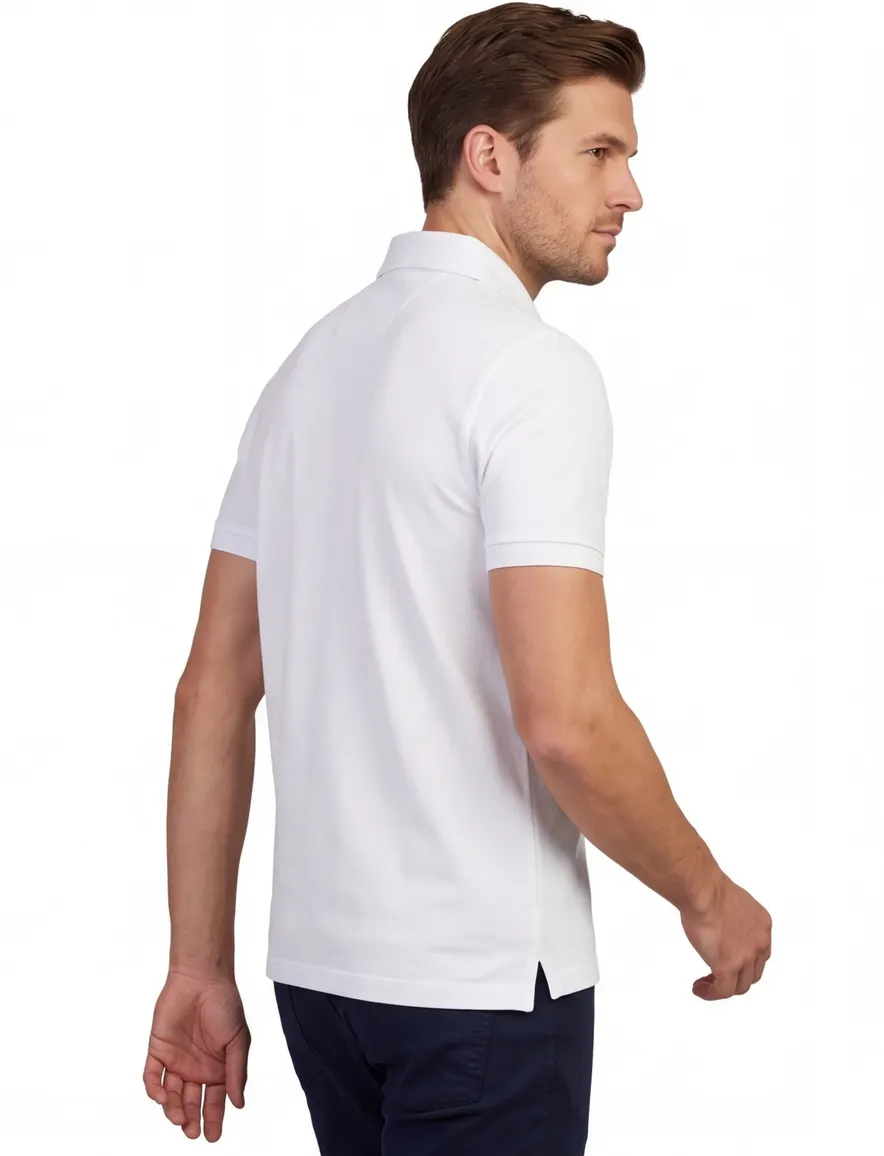 Portofino poloshirt korte mouw wit pique 3 knoops