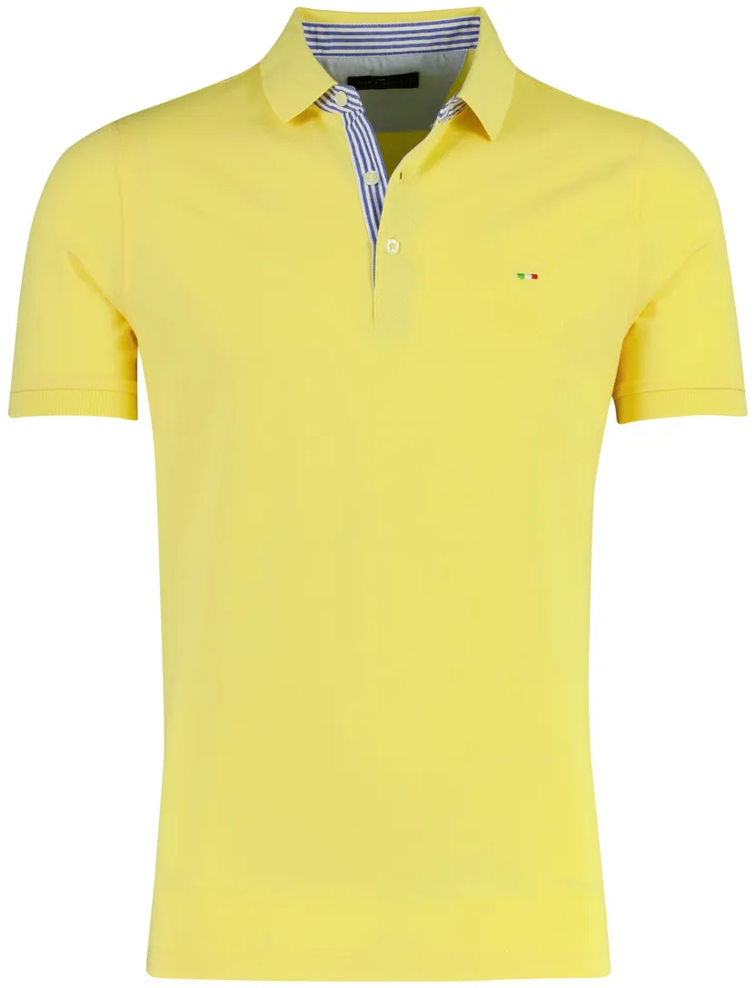 Poloshirt korte mouw Portofino geel 3 knoops pique