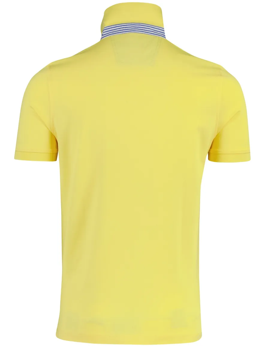 Portofino poloshirt korte mouw geel 3 knoops pique