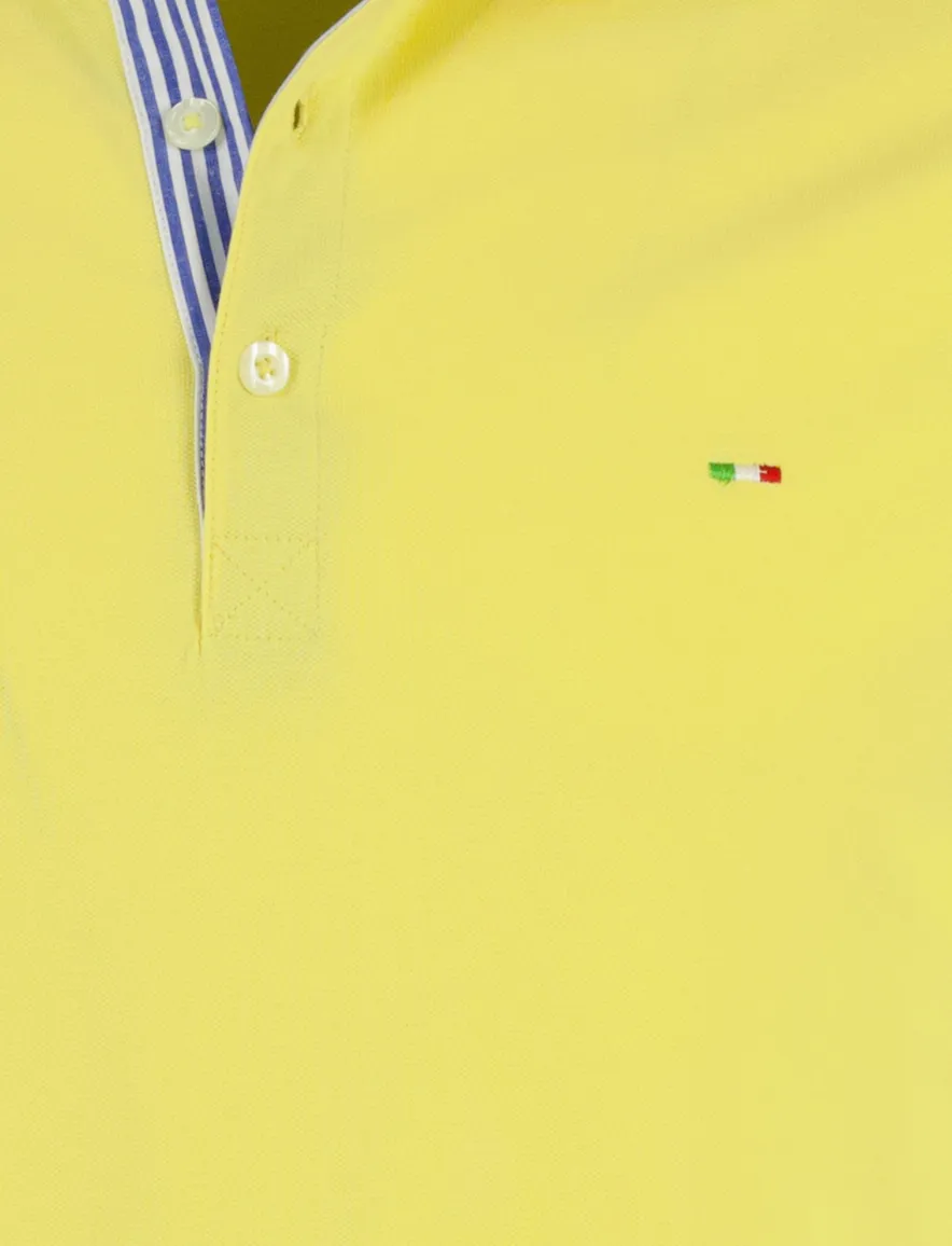 Portofino poloshirt korte mouw geel 3 knoops pique