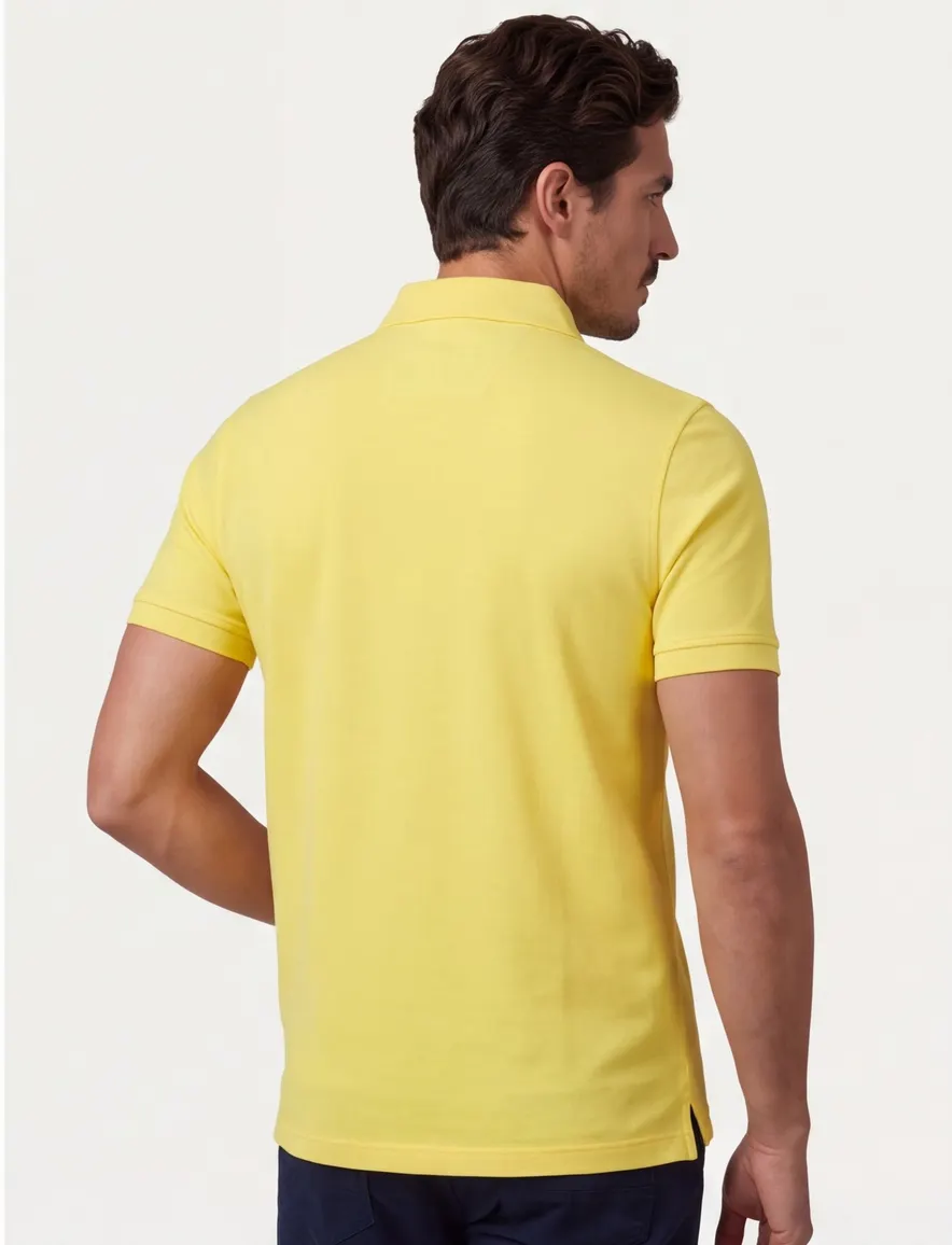 Portofino poloshirt korte mouw geel 3 knoops pique