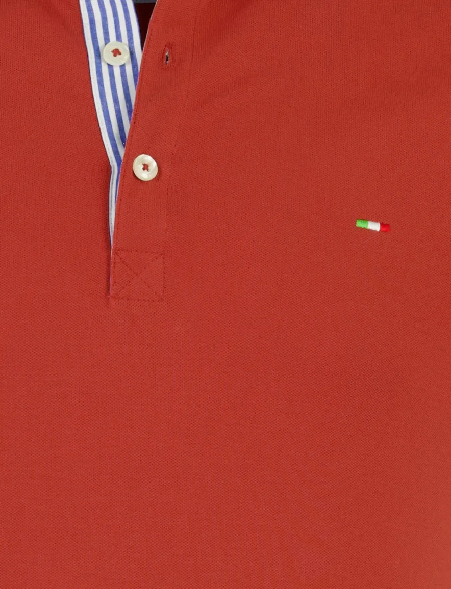 Portofino poloshirt rood 3-knoops korte mouw