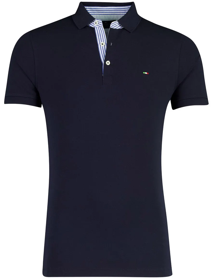 Portofino polo donkerblauw strepen boord
