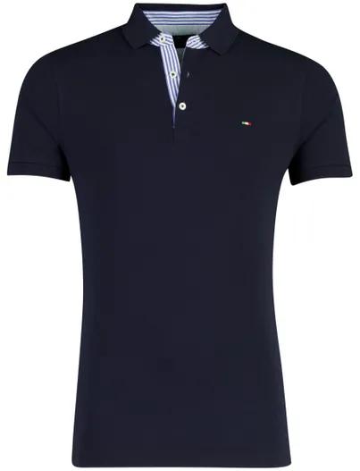 Portofino Portofino poloshirt 3 knoops sluiting donkerblauw pique