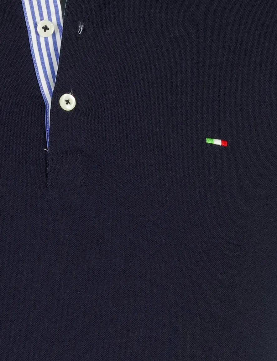 Portofino polo donkerblauw strepen boord