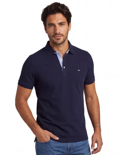 Portofino Donkerblauwe polo Portofino pique korte mouwen