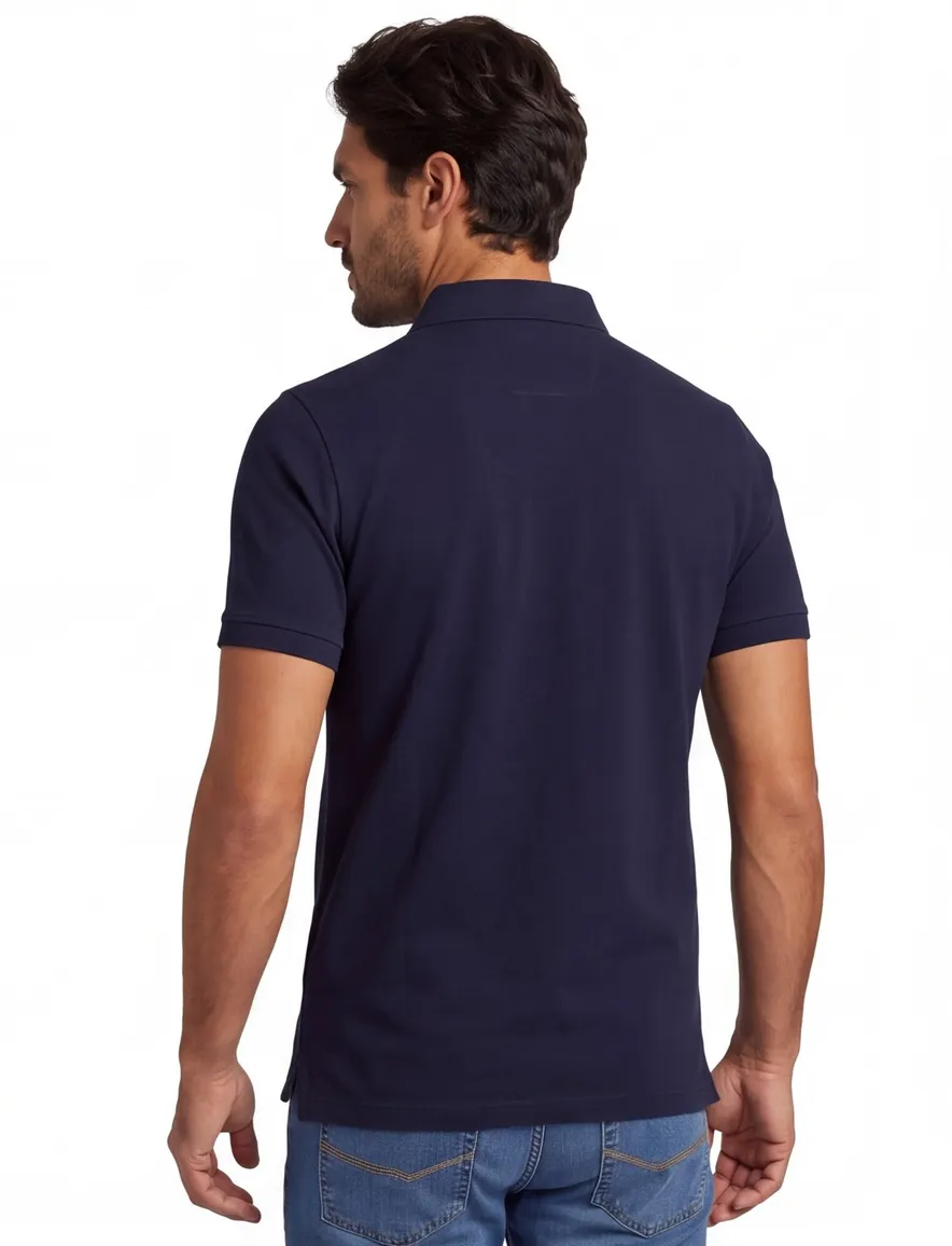 Portofino polo donkerblauw strepen boord