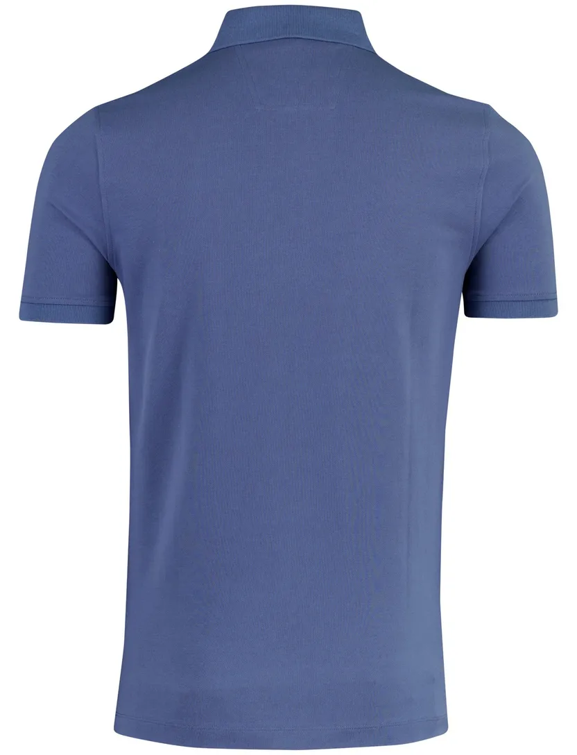 Poloshirt korte mouw Portofino middenblauw 3 knoops pique
