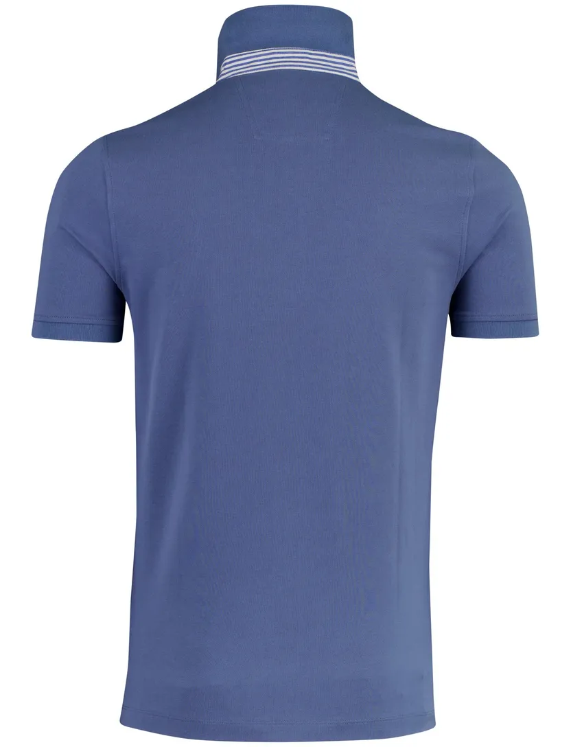 Poloshirt korte mouw Portofino middenblauw 3 knoops pique