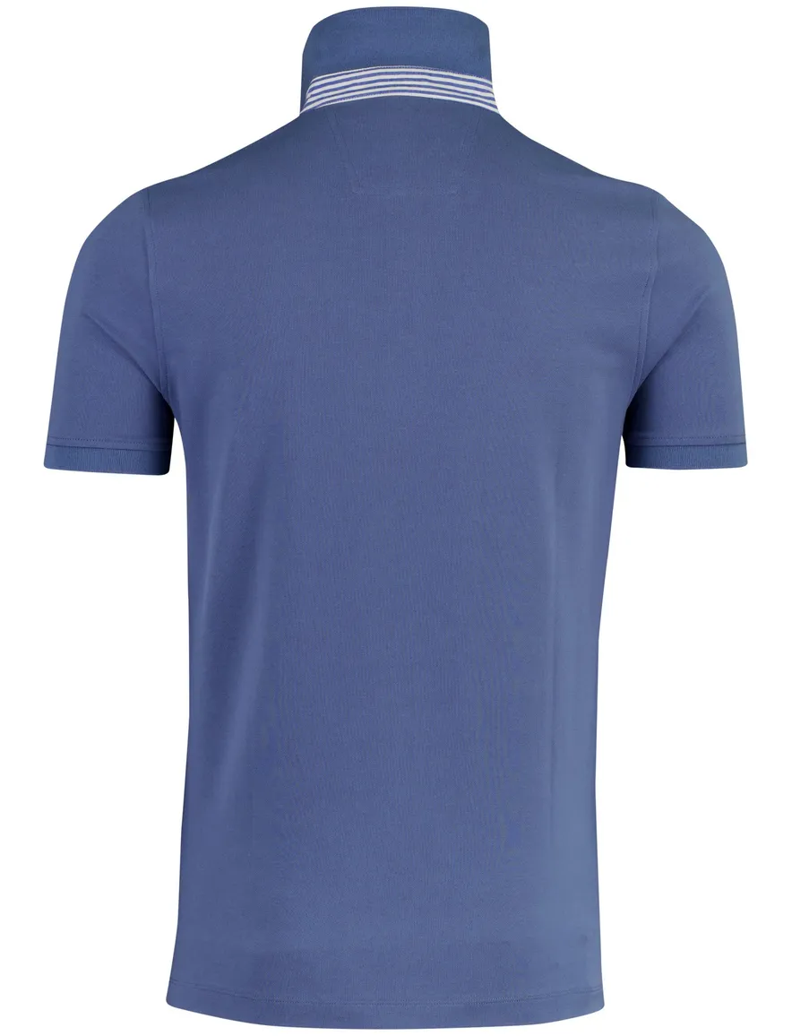 Portofino poloshirt korte mouw middenblauw 3 knoops pique