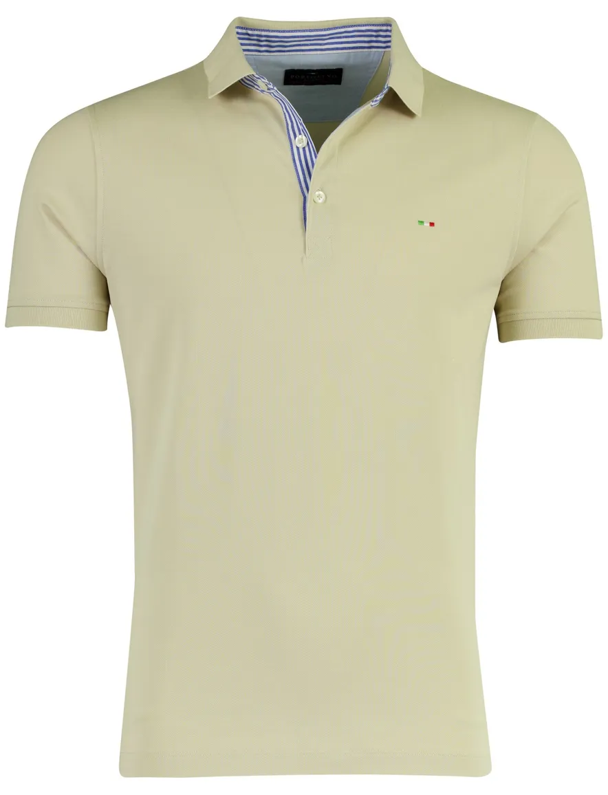 Poloshirt korte mouw beige Portofino pique 3 knoops