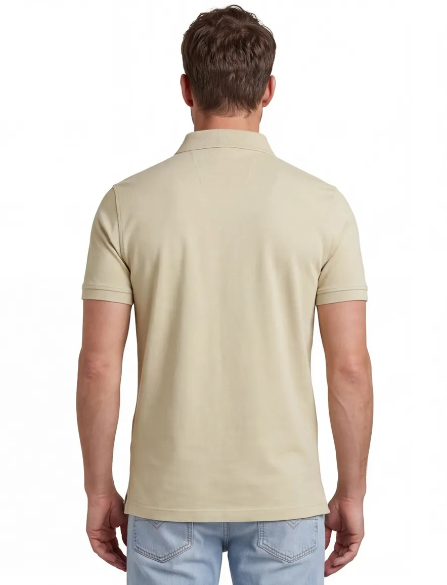 Portofino poloshirt korte mouw beige pique 3 knoops