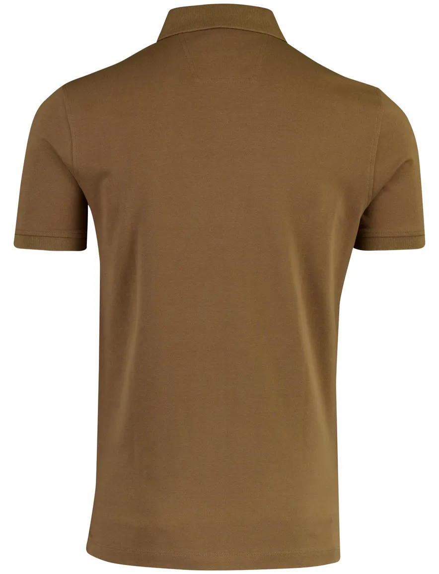 Poloshirt korte mouw bruin Portofino pique 3 knoops