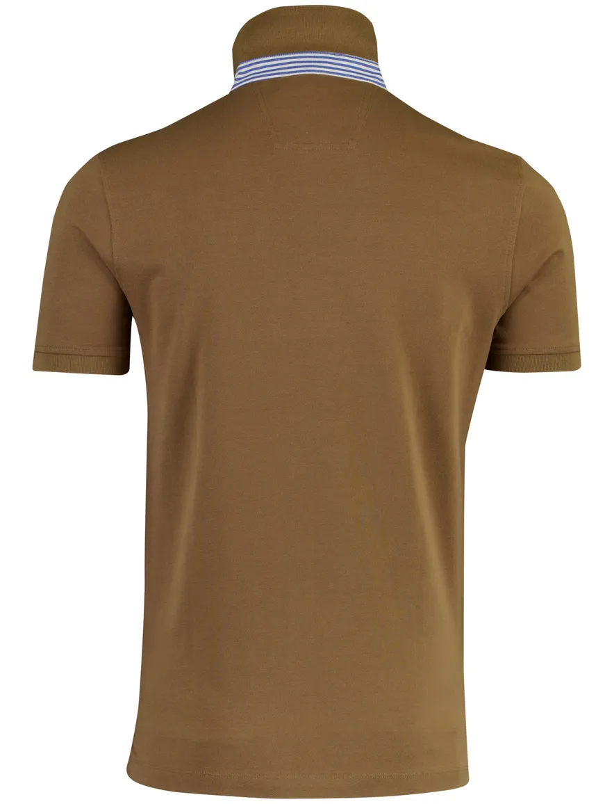 Poloshirt korte mouw bruin Portofino pique 3 knoops
