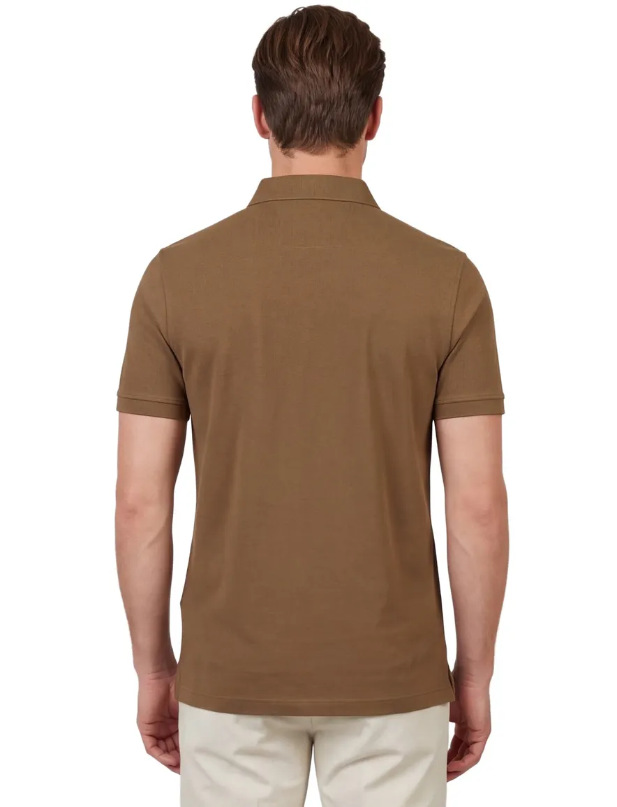 Poloshirt korte mouw bruin Portofino pique 3 knoops