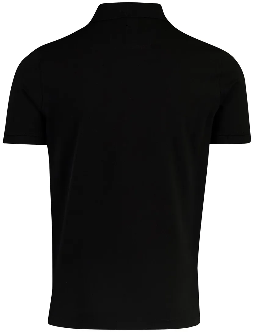 Poloshirt korte mouw Portofino zwart 3 knoops pique