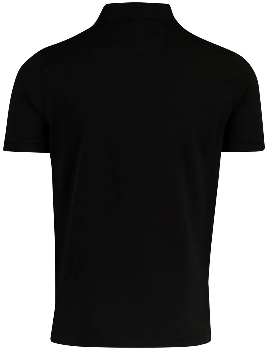 Portofino poloshirt korte mouw zwart 3 knoops pique