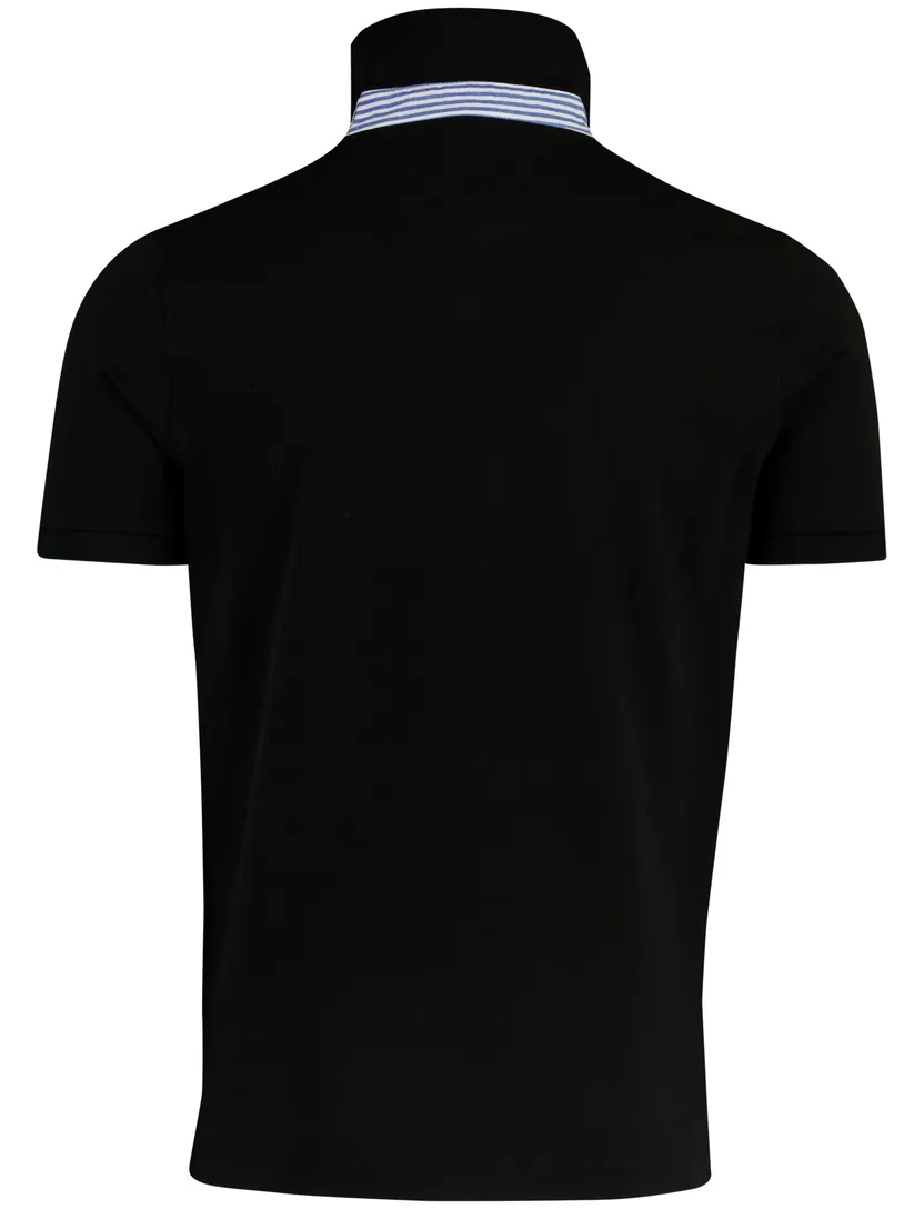 Poloshirt korte mouw Portofino zwart 3 knoops pique