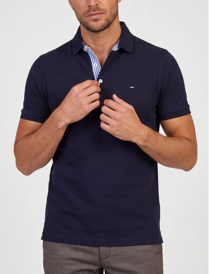 Portofino polo extra lang donkerblauw