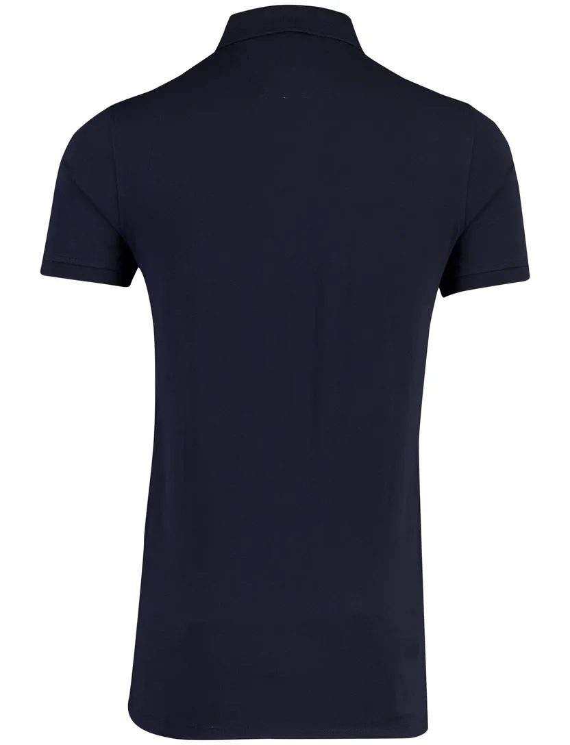 Poloshirt donkerblauw Portofino 3-knoops extra lang