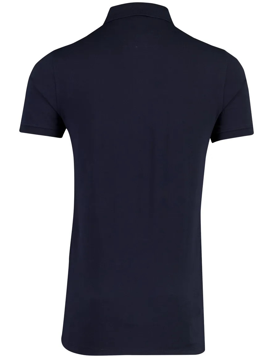 Portofino donkerblauw 3-knoops polo normale fit extra lang