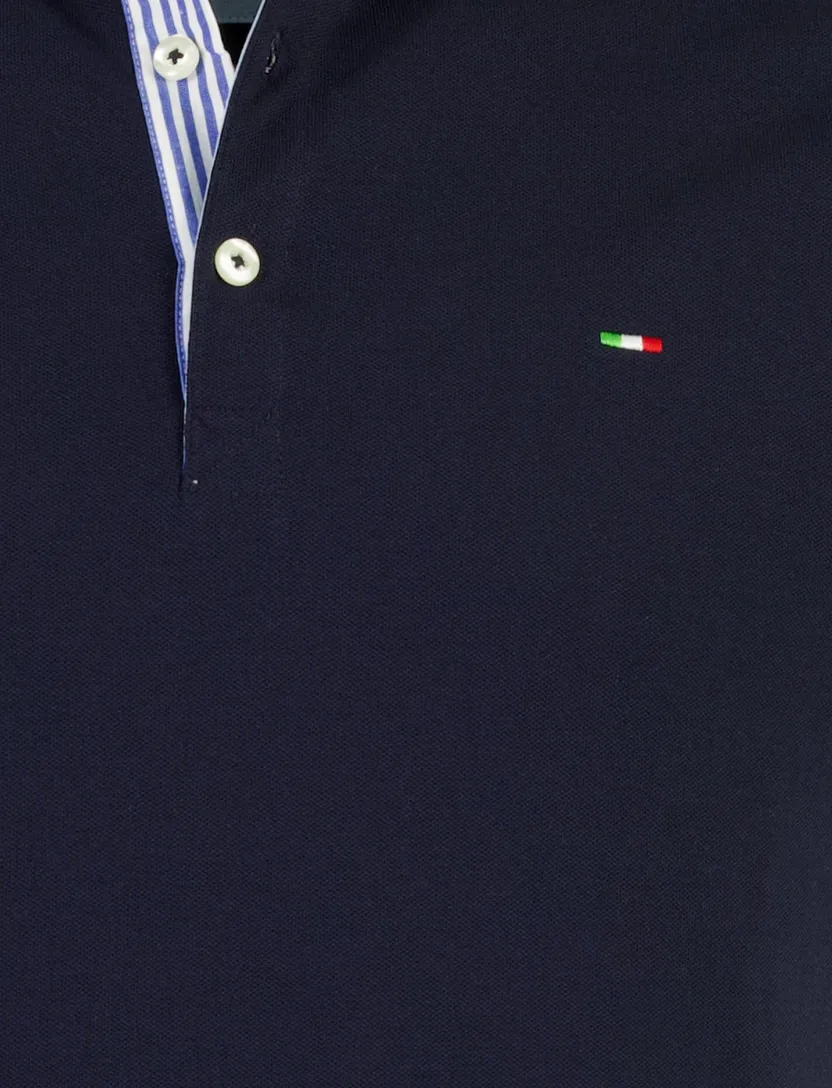 Poloshirt donkerblauw Portofino 3-knoops extra lang