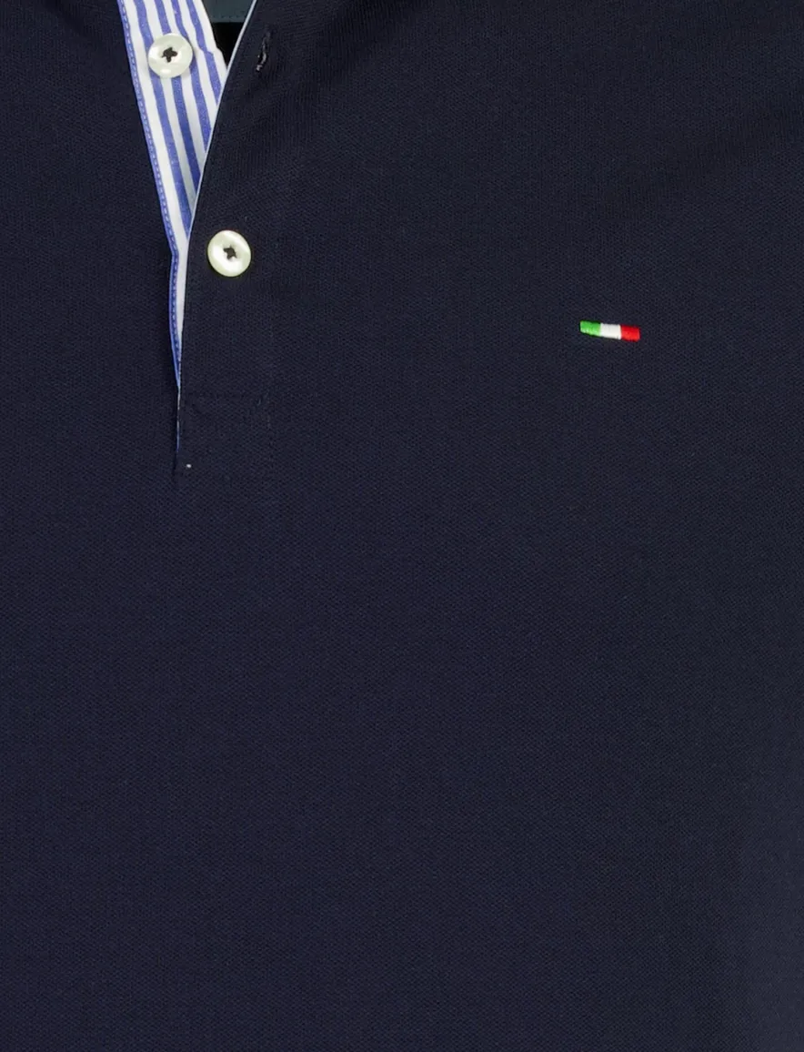 Portofino donkerblauw 3-knoops polo normale fit extra lang