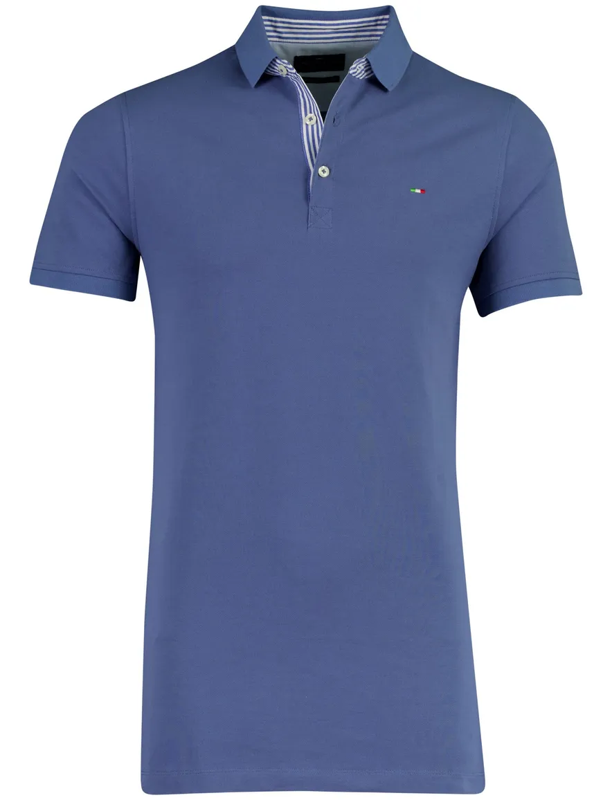 Portofino polo blauw 3 knopen korte mouw extra lang