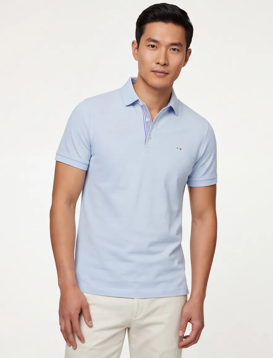 Portofino polo extra lang lichtblauw