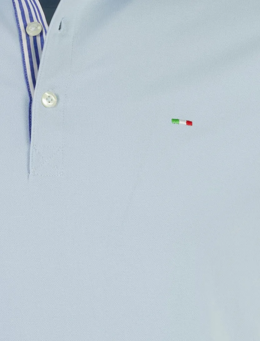 Polo lichtblauw korte mouw Portofino 3-knoops extra lang