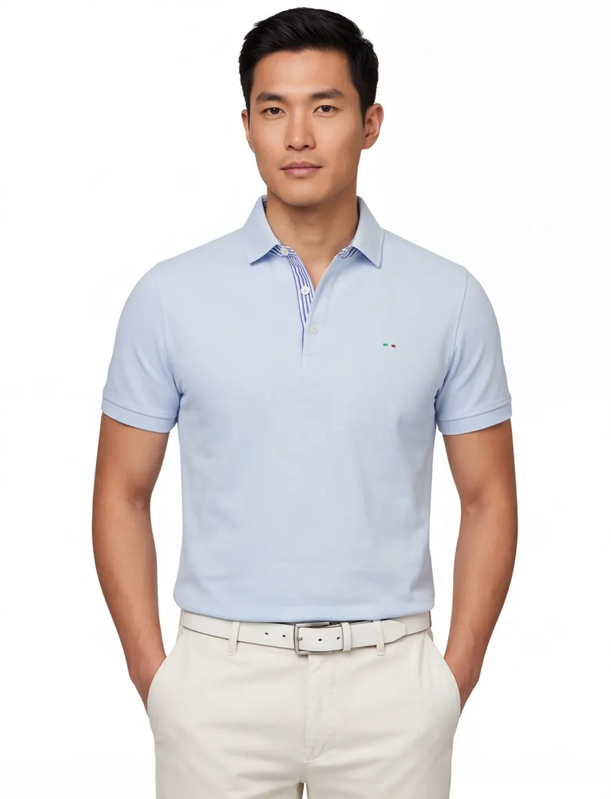 Portofino polo extra lang lichtblauw