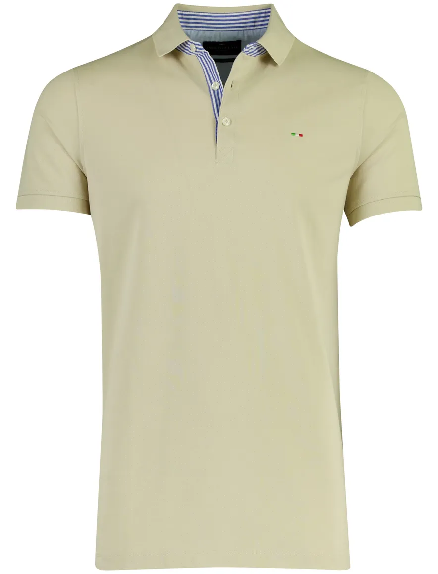 Portofino beige polo 3 knoopjes korte mouw extra lang