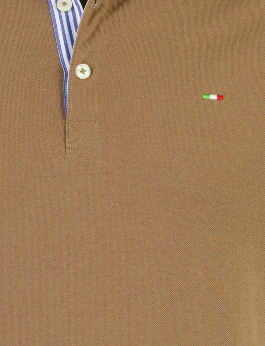 Bruin poloshirt Portofino 3-knoops pique extra lang