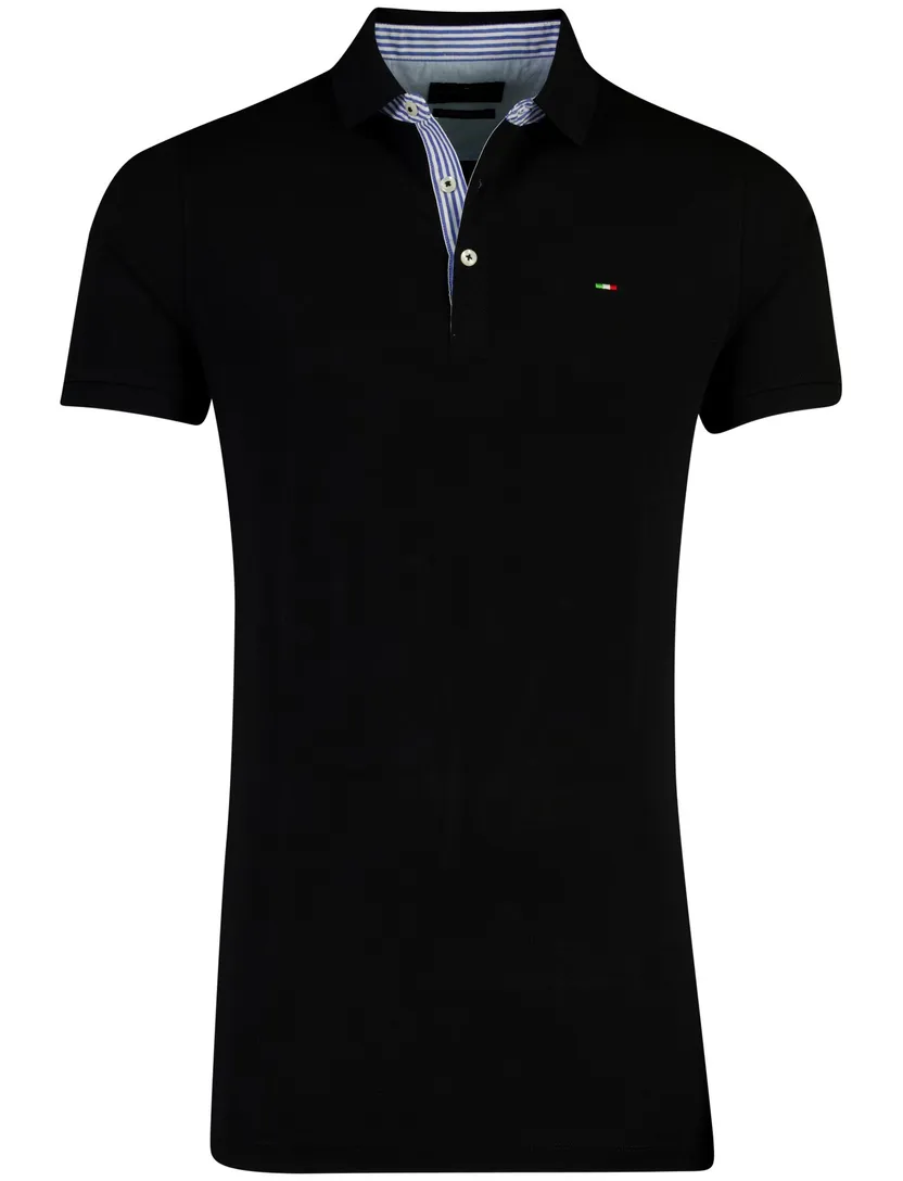 Polo Portofino zwart 3-knoops normale fit extra lang
