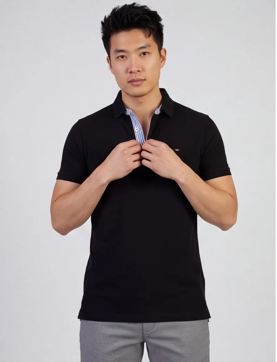 Portofino polo extra lang zwart