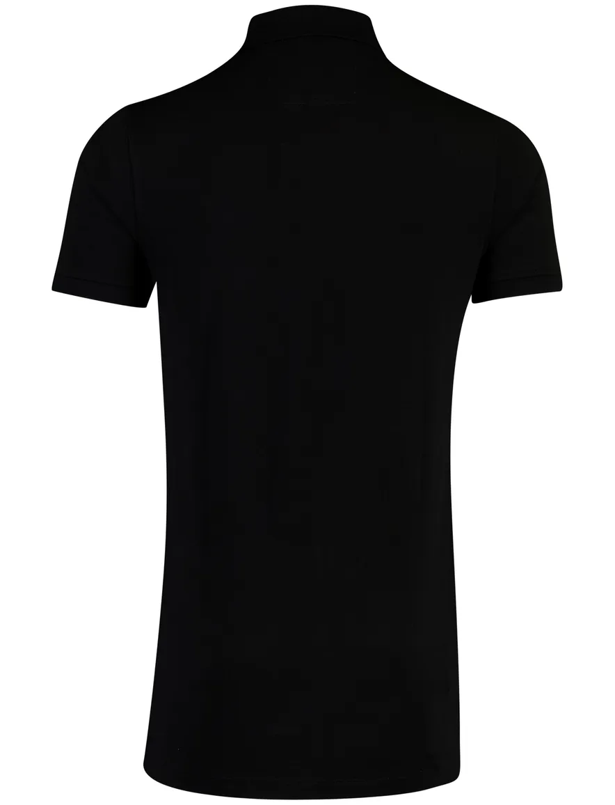 Korte mouw polo Portofino 3 knopen zwart extra lang