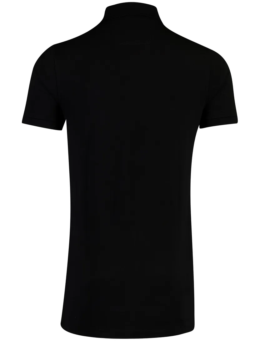 Polo Portofino zwart 3-knoops normale fit extra lang