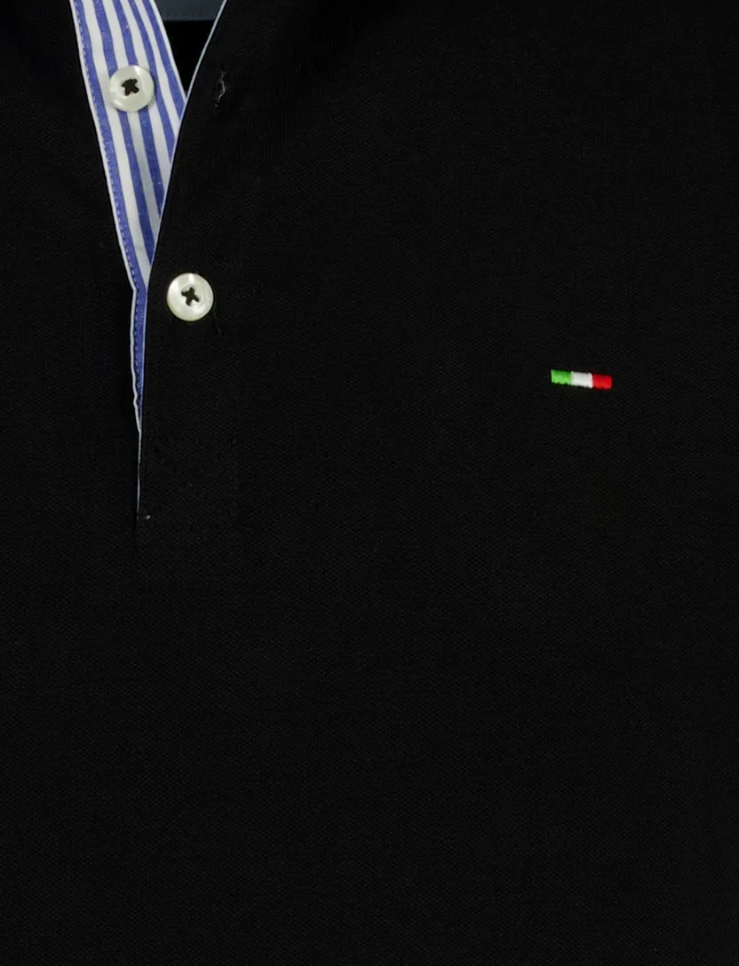 Polo Portofino zwart 3-knoops normale fit extra lang