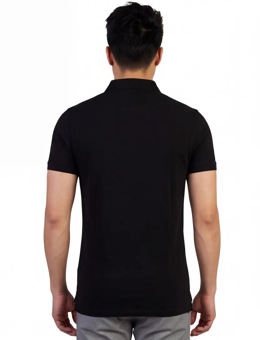 Polo Portofino zwart 3-knoops normale fit extra lang