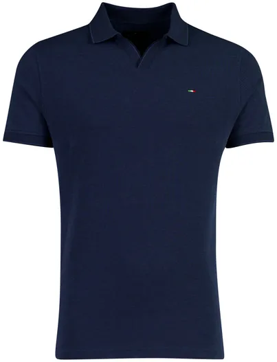Portofino V-hals poloshirt Portofino donkerblauw pique
