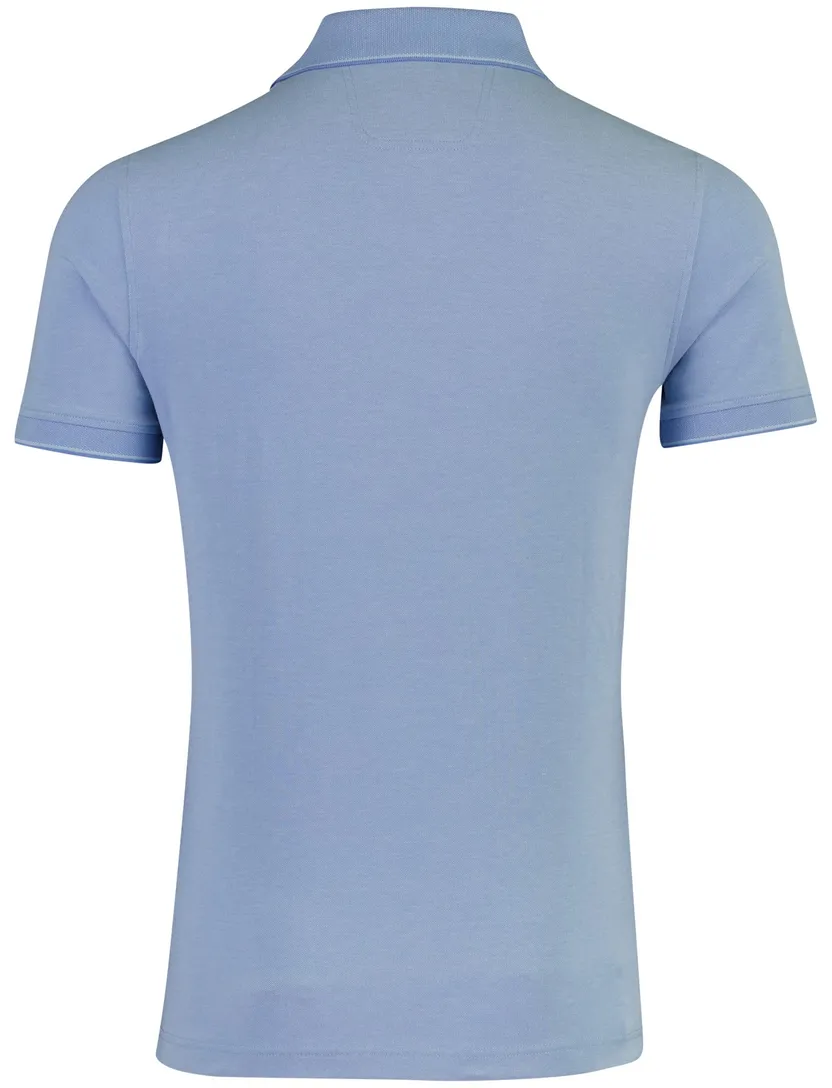 Poloshirt v-hals Portofino pique lichtblauw korte mouw