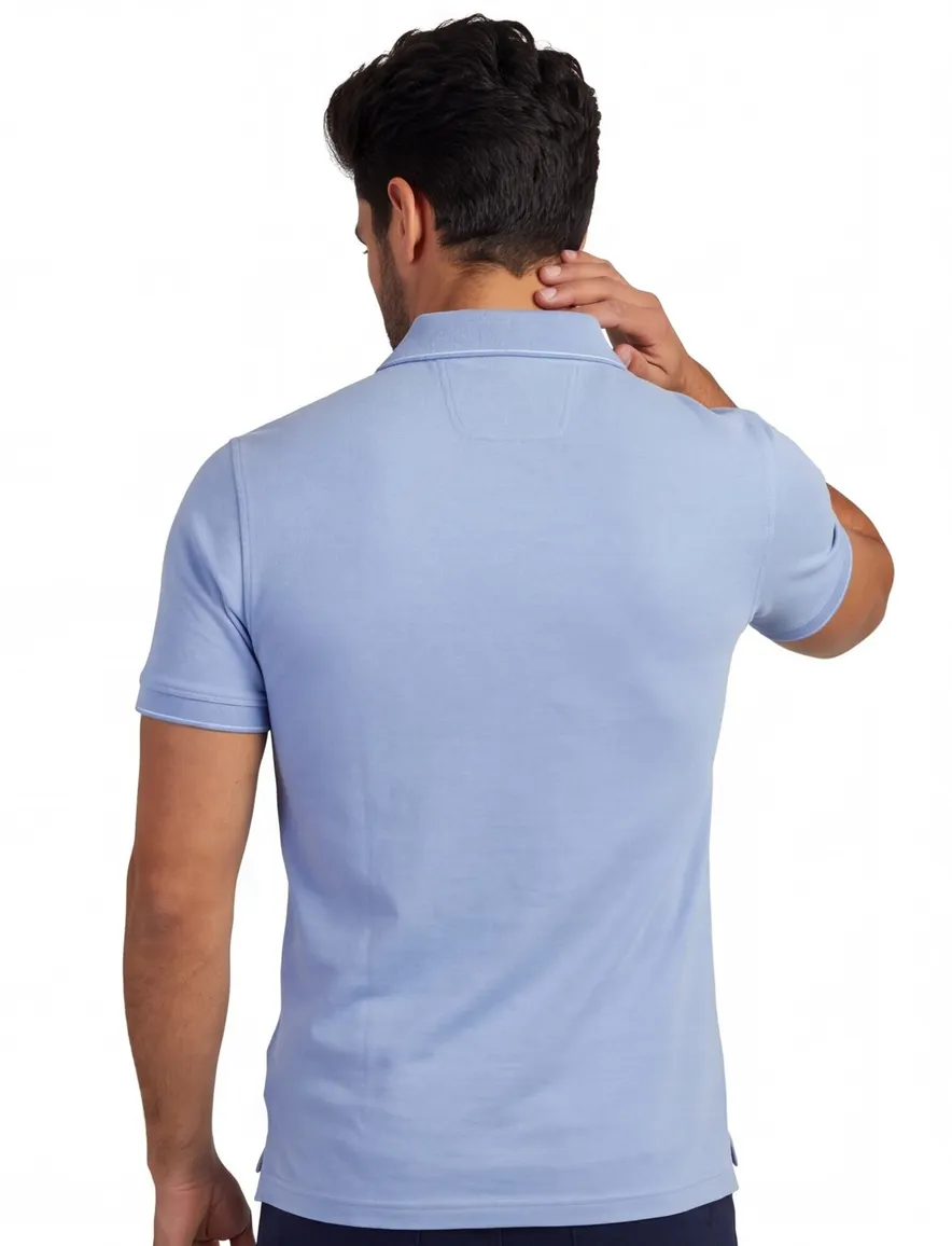 V-hals poloshirt lichtblauw normale fit Portofino pique