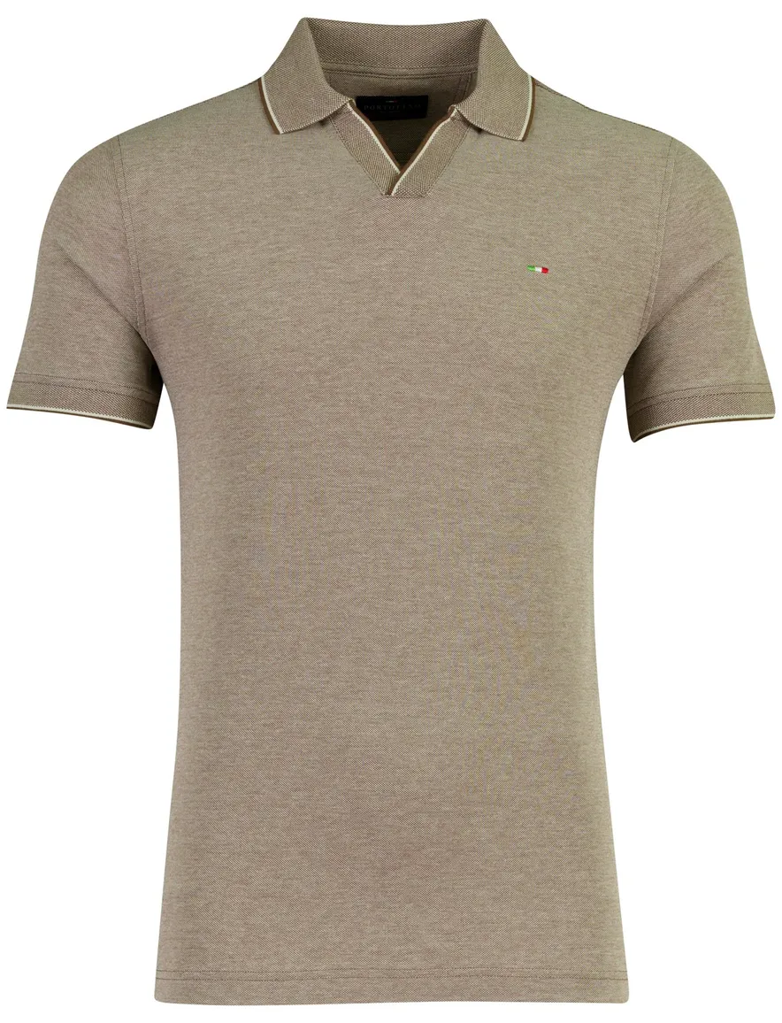 Portofino v-hals polo bruin
