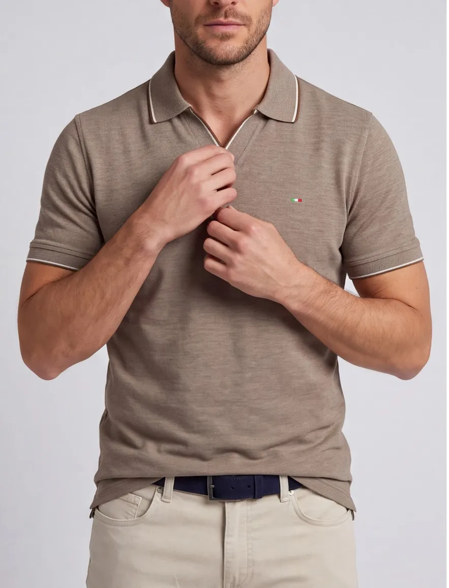 Portofino v-hals polo bruin